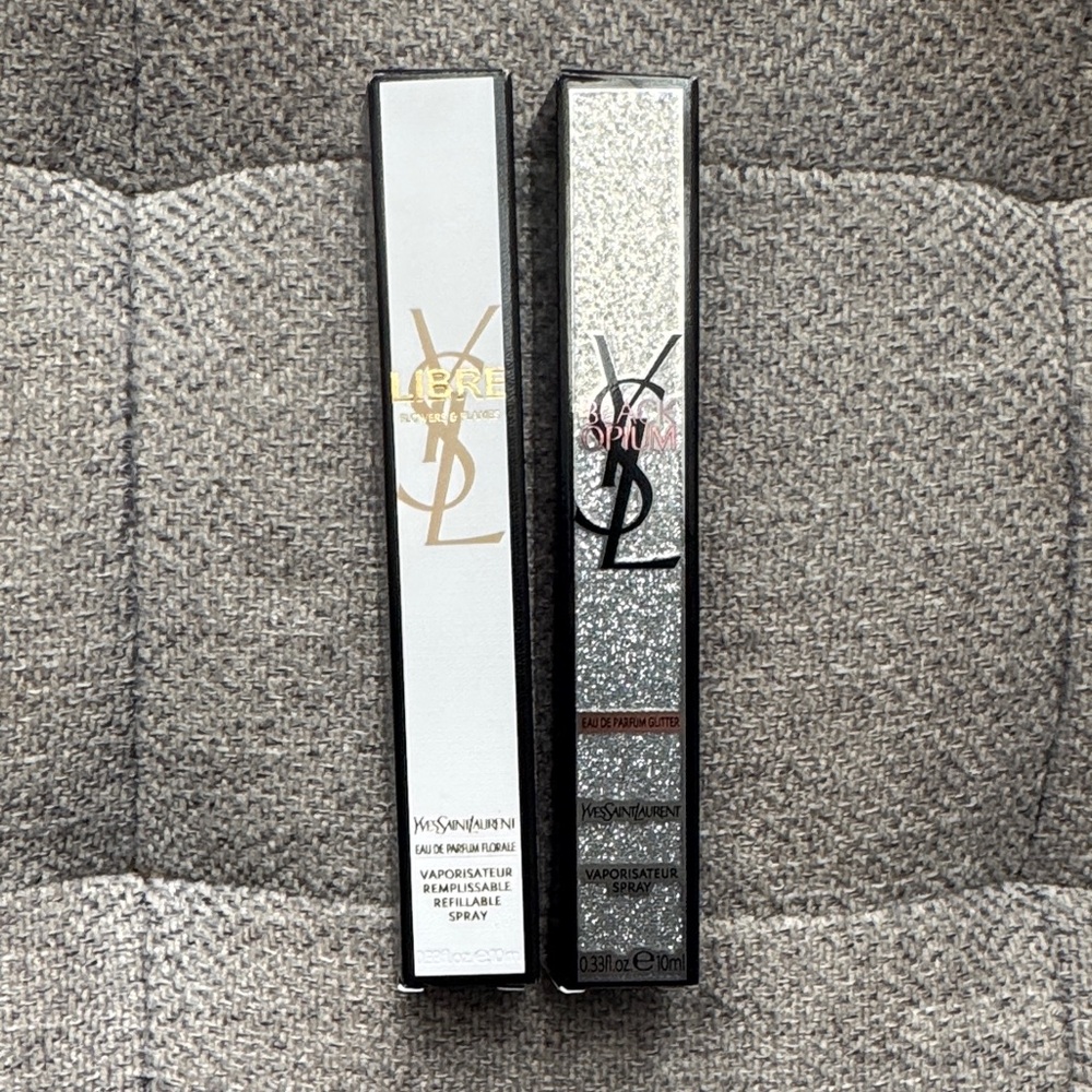 Yves Saint Laurent Gold and Silver Perfume Duo LIBRE and Black Opium Glitter